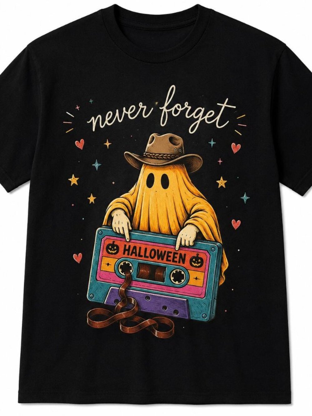 Ghost Cassette Tape Halloween T-Shirt, Retro Spooky Graphic Tee